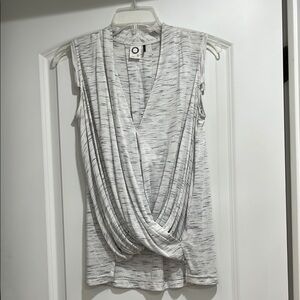 Gray space dye Sleeveless Drape Top